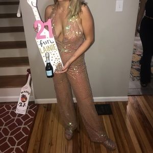 Misguided sequin halter jumpsuit